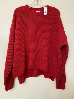 dip Red Ribbed Crewneck Sweater